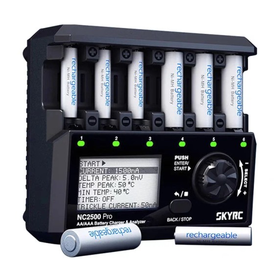 SKYRC NC2500 Pro NiMH NiCd Battery QC3.0 Charger for AA AAA Rechargeable Batteries Universal LCD Smart Battery 3in1 Fast Charger